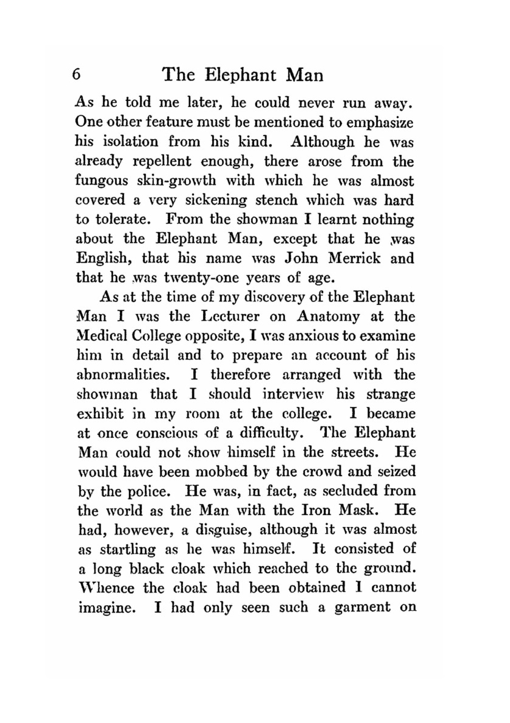 The Elephant Man and Other Reminiscences | F. Treves