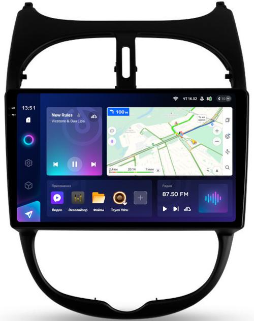 Магнитола для Peugeot 206 1998-2012 - Teyes CC3-2K QLed Android 10, Быстрая, SIM-слот, CarPlay
