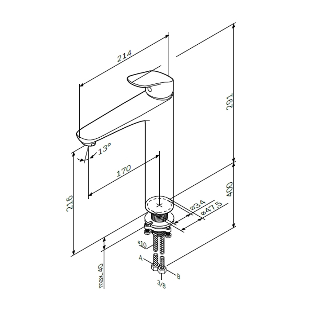 Смеситель для раковины, высокий AM.PM Like F8092000