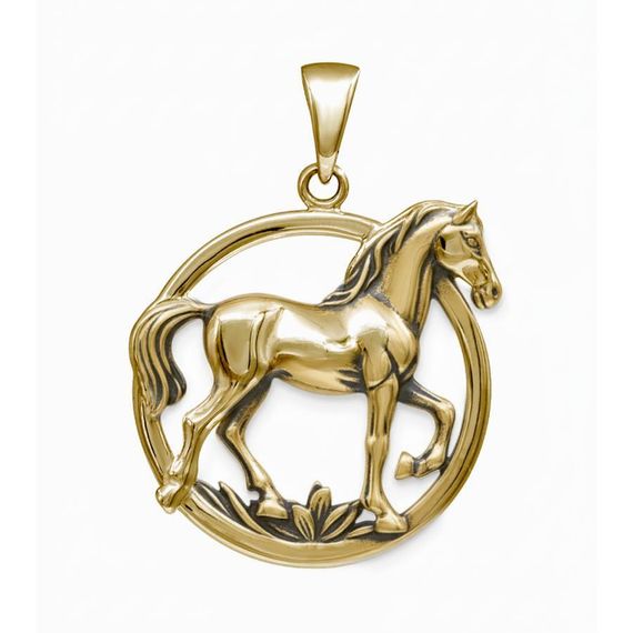 Лошадь в круге - подвеска из бронзы, вид 1