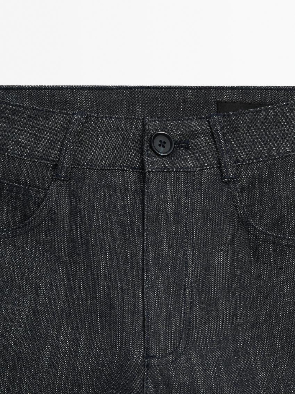 Massimo Dutti Брюки прямого кроя из смесового хлопка с меланжевым узором, меланжево-синий