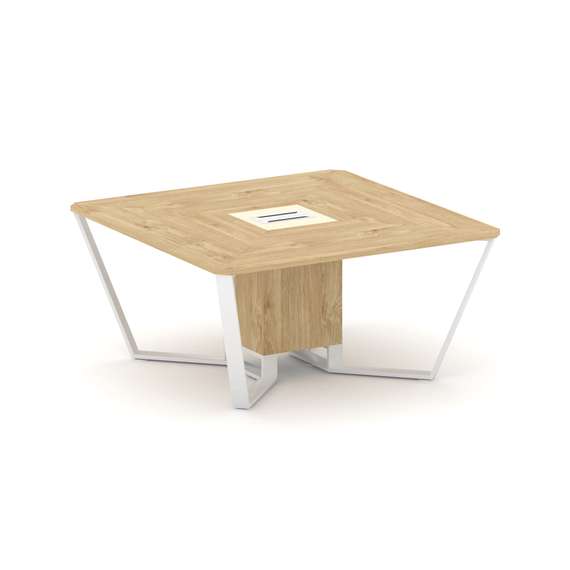 Steel Meet Стол переговорный квадратный KM-PR.B.SP-08 Тиквуд Светлый/Ваниль Глянец/Металл Белый 1600