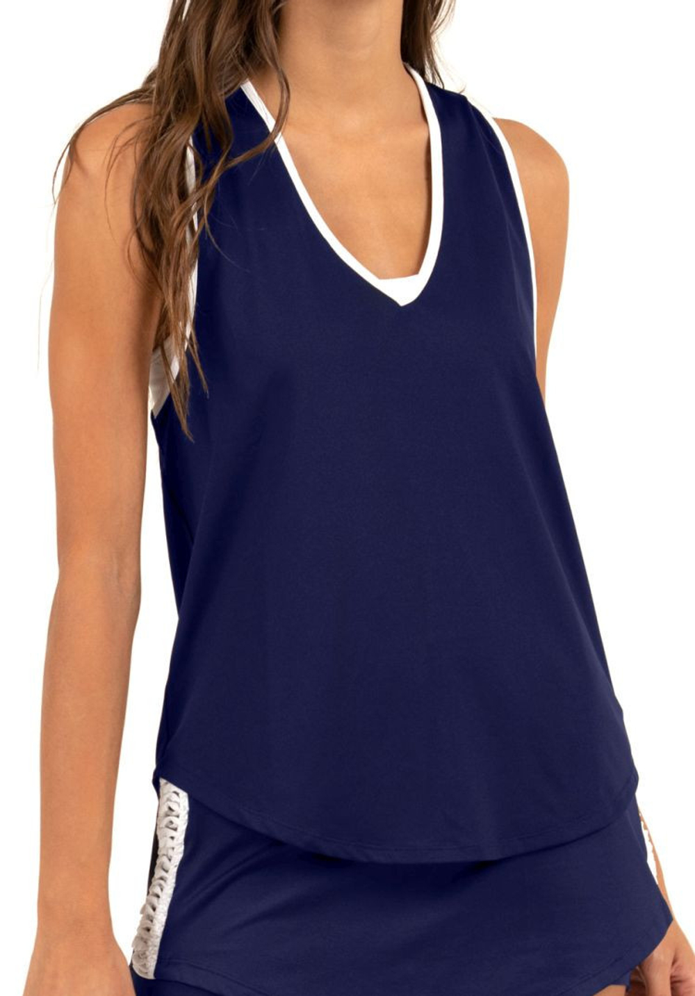 Женский топ теннисный Lucky in Love Macramé Core Singlet Women - небесный