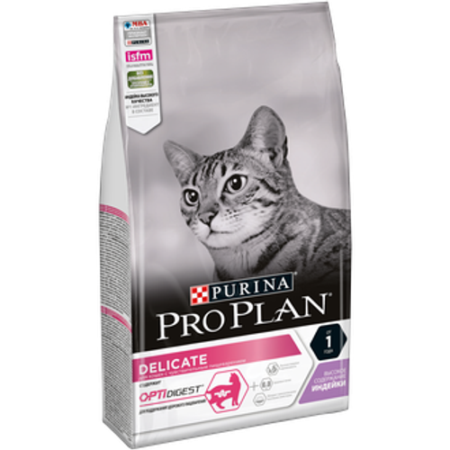 Purina Pro Plan Delicate Сухой корм для кошек с чувствительным пищеварением с индейкой, 1,5 кг