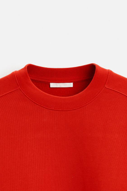 ZARA ТОЛСТОВКА СВОБОДНОГО КРОЯ С КРУГЛЫМ ВЫРЕЗОМ, КРАСНЫЙ