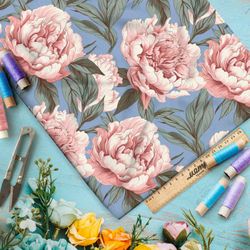 Ткань премиум атлас гармония пионов