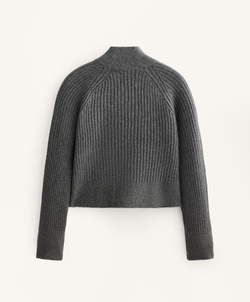 Oysho Трикотажный джемпер на молнии в рубчик, серый