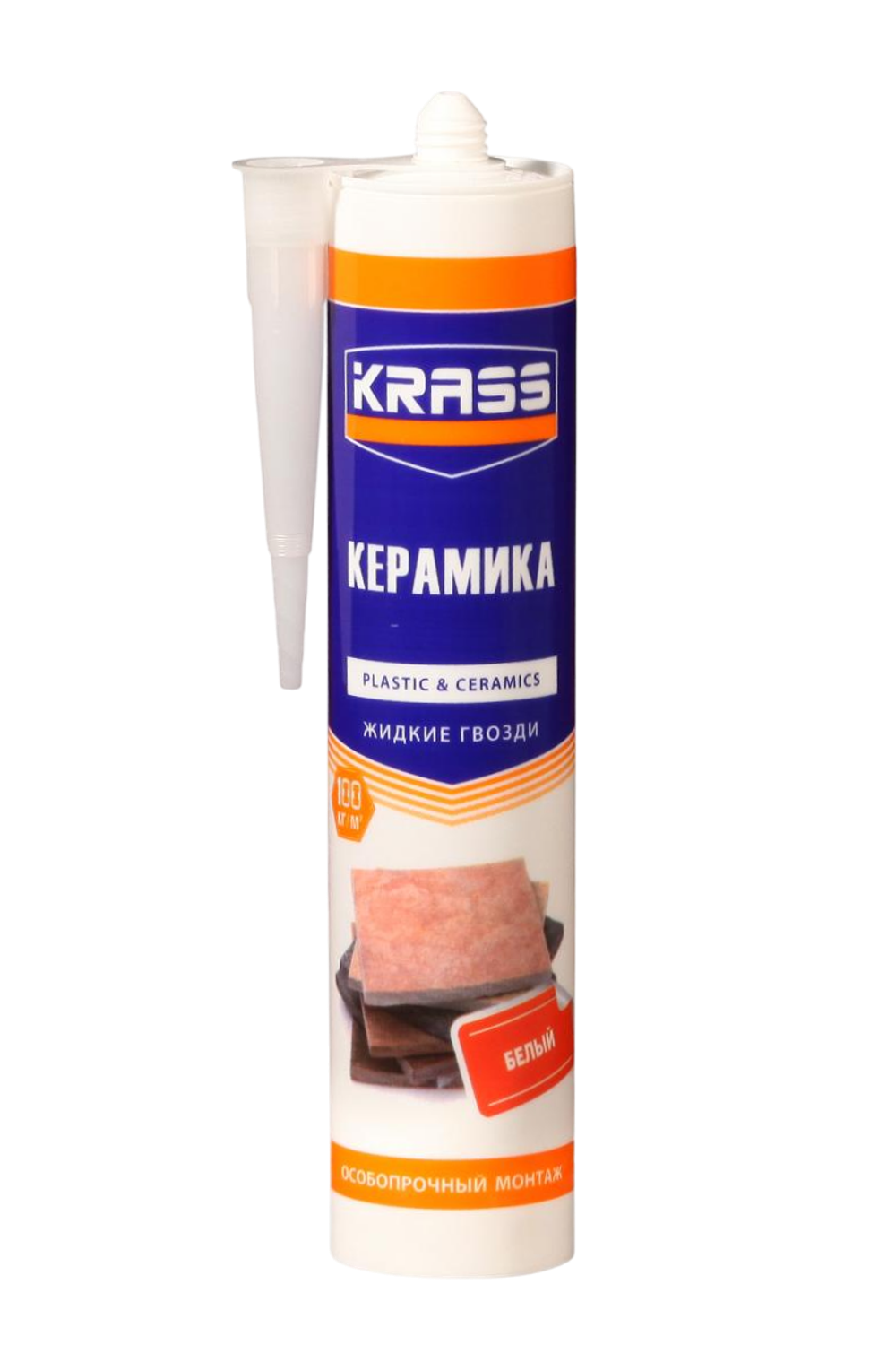 Клей KRASS ЖГ для пластика и плитки Особопрочный монтаж белый 300мл