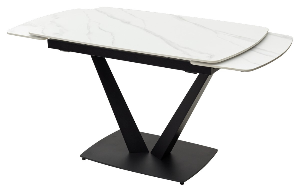 Стол М-City DISAUR Алатри (Alatri) 120 Белый мрамор матовый (Matt White Marble) керамика, Черный
