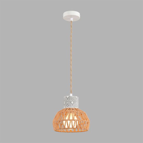 8367/1A ECO LN серый/белый/бежевый, цемент/металл/джутовый шнур Подвес E27 LED 10W 220V BOHO