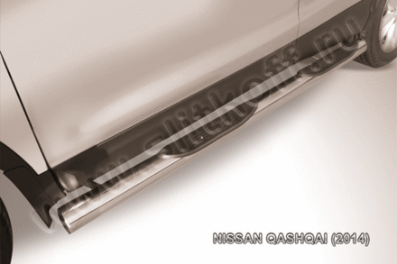 Пороги из нержавейки Nissan Qashqai (2013-2019) d76 с проступями (черный цвет)