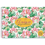 Альбом для рисования А4 24л., Апплика, гребень, мелованный картон, УФ лак, "Кувшинки"