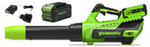 Воздуходувка аккумуляторная Greenworks Арт. 2408207UB, 40V, АКБ 4Ач и ЗУ