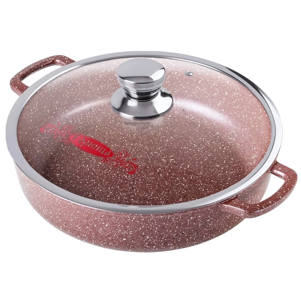 Жаровня литой алюминий 4,5л 30*9,5см «Шоколад» со стеклянной крышкой ж6130аш