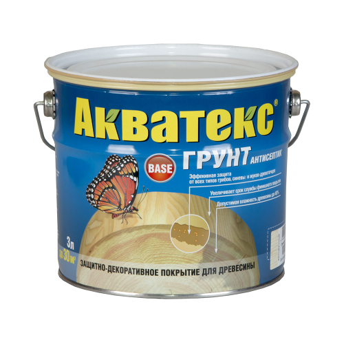 АКВАТЕКС ГРУНТ-АНТИСЕПТИК для дерева 3 л РОГНЕДА (4)--- ---