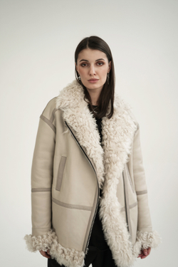 Дубленка двусторонняя Тиградо молочная