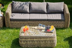 "Кальяри" диван трехместный плетеный из искусственного ротанга (гиацинт), цвет соломенный