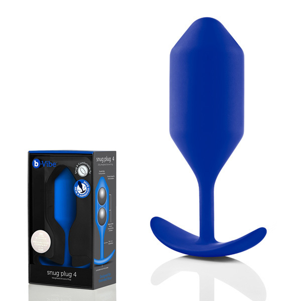 Синяя анальная пробка для ношения 14см b-Vibe Snug Plug 4 BV-010-NAV