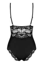 Изысканное боди с кружевными вставками на тонких бретелях (Размер: L-XL) (Цвет: черный)