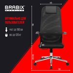 Кресло BRABIX PREMIUM "Ultimate EX-801" хром, плотная двойная сетка Х2, черное, 532917