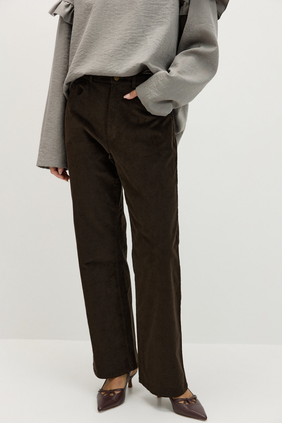 Брюки прямые из вельвета