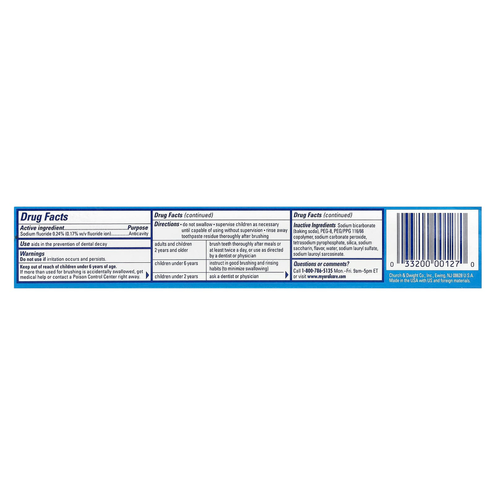 Arm & Hammer, PeroxiCare, Deep Clean, зубная паста против кариеса с фтором, чистая мята, двойная упаковка, 170 г (6,0 унций) каждая