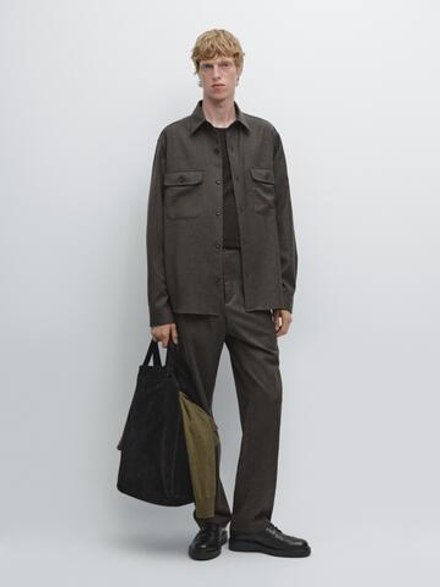 Massimo Dutti Шерстяные брюки с эластичным поясом, норка