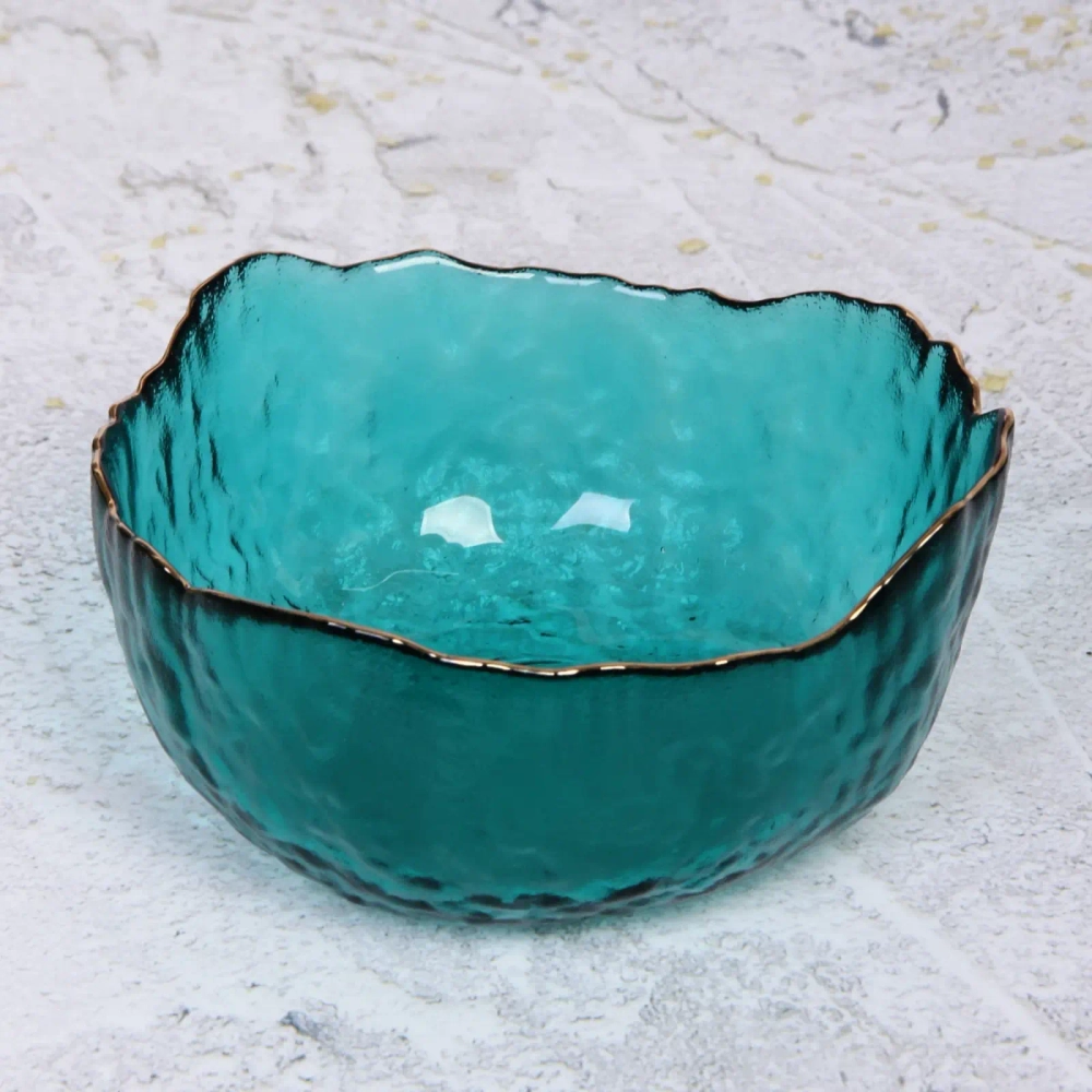 Салатник стеклянный «ICE CRYISTAL» 13см морской