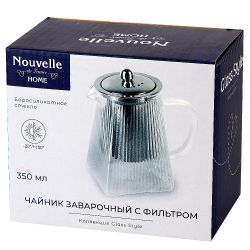 Чайник заварочный с фильтром "Pyramid" v=350мл (боросиликатное стекло) (индивидуальная упаковка)