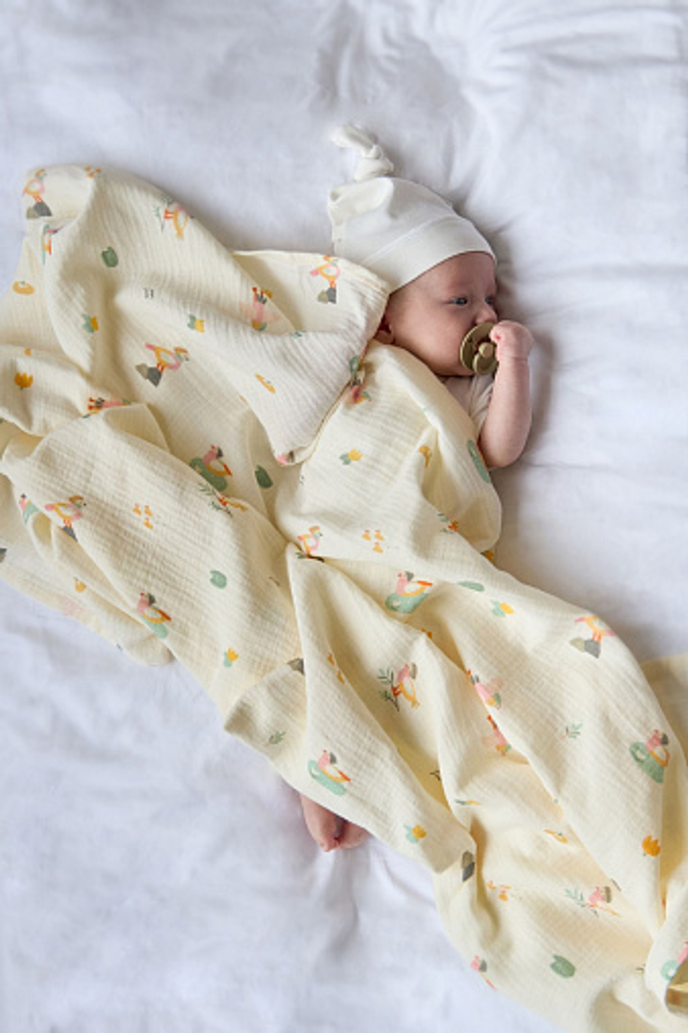 Пелёнки муслиновые BUBA KIDS, 3 шт., Утка-мандаринка/ горчица/ сливочный, 75х75