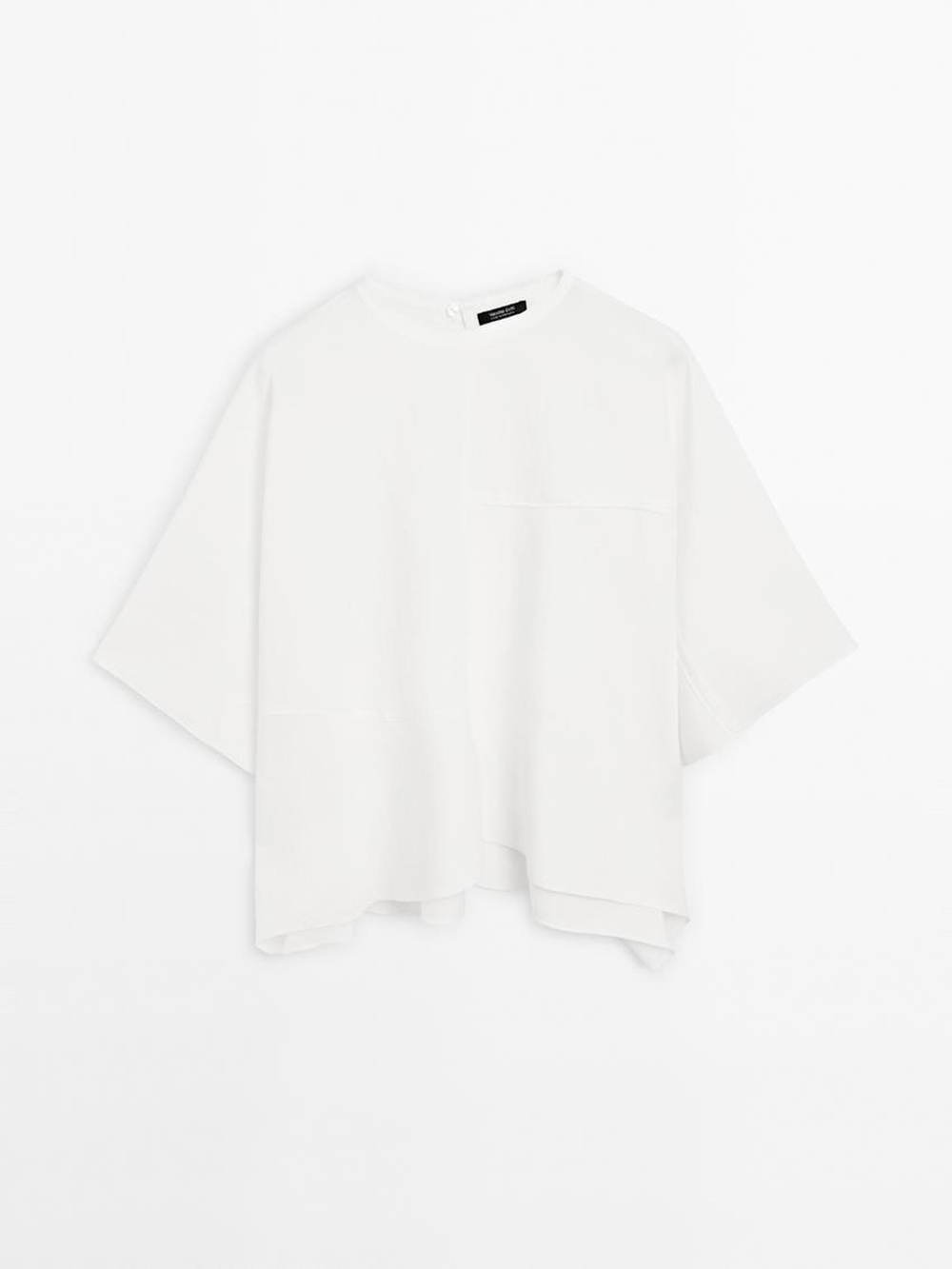 Massimo Dutti Короткая накидка с декоративными швами, белый