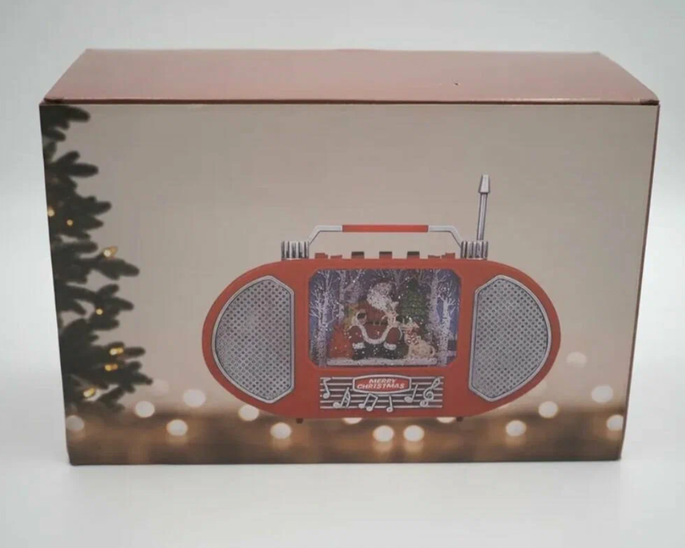 Ночник музыкальный новогодний светильник со снегом 2025 Новогодний музыкальный фонарь со снегом