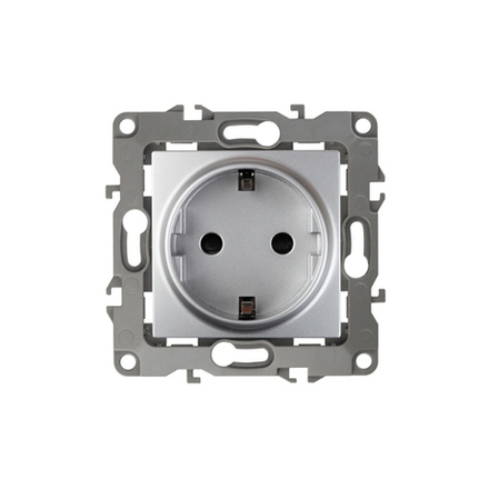 12-2102-03 ЭРА Розетка 2P+E Schuko со шторками, 16A-250В, IP20, Эра12, алюминий