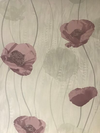 Обои ERISMANN-R винил компактный на бумаге 0,53х10м. маки розовые на зеленом