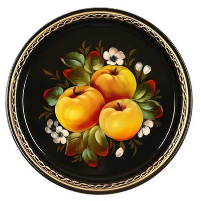 Жостовский поднос декоративный, размер 22 см (A5), металлический