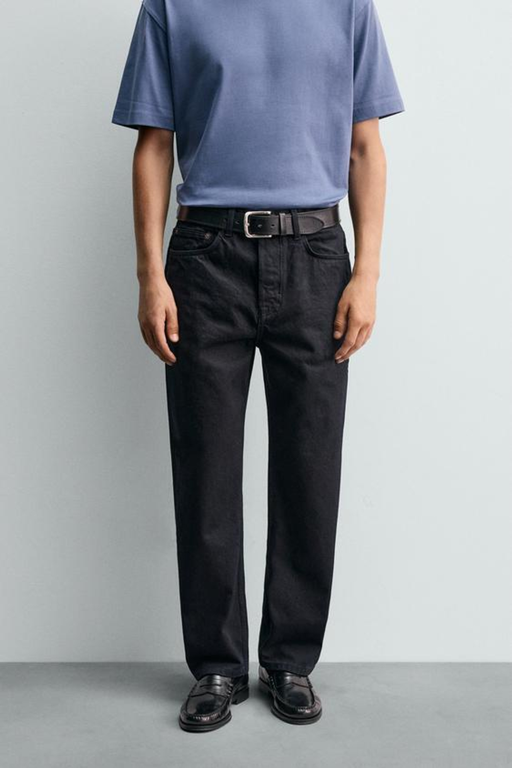 ZARA ДЖИНСЫ STRAIGHT ДЛИНОЙ ДО ЩИКОЛОТКИ, СИНИЙ/ЧЕРНЫЙ