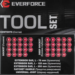 Набор инструментов 43пр. 1/2''6pt EVERFORCE EF-6431-5MPB