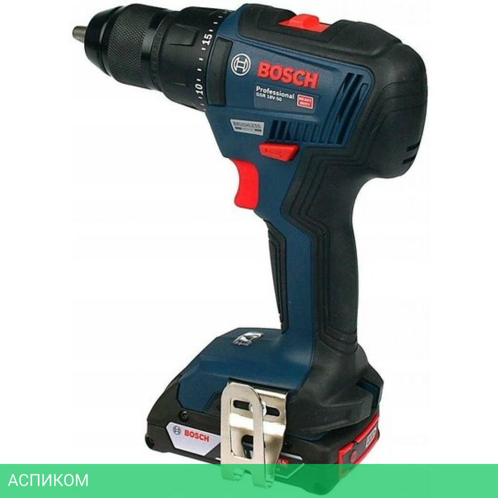 Дрель-шуруповерт Bosch GSR 18V-50 Professional с 2-мя АКБ, кейс (06019H5000)