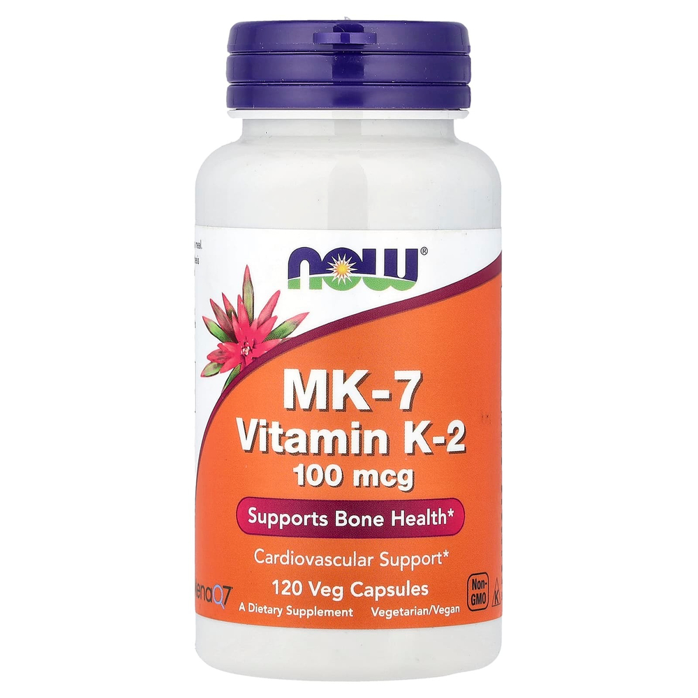 NOW Foods, MK-7, витамин K2, 100 мкг, 120 вегетарианских капсул