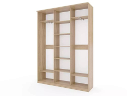 Шкаф купе Модерн 1776х450 3-х дверный 3-х секционный зеркальный с пескоструем №4 ясень