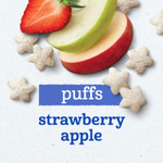 Gerber, Puffs, злаковые подушечки, для малышей от 8 месяцев, клубника и яблоко, 42 г (1,48 унции)