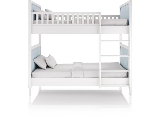 Кровать двухъярусная Elit (белый, голубая ткань)