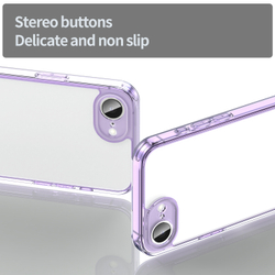 Чехол прозрачный для iPhone 16e, мягкие усиленные боковые рамки фиолетового цвета