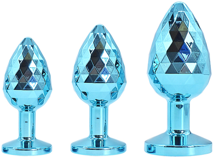 Голубая алюминиевая текстурная анальная пробка Medium