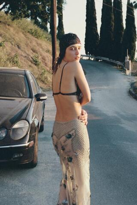 ZARA ЮБКА МИДИ С БУСИНАМИ И ПАЙЕТКАМИ, СЕРЕБРИСТЫЙ