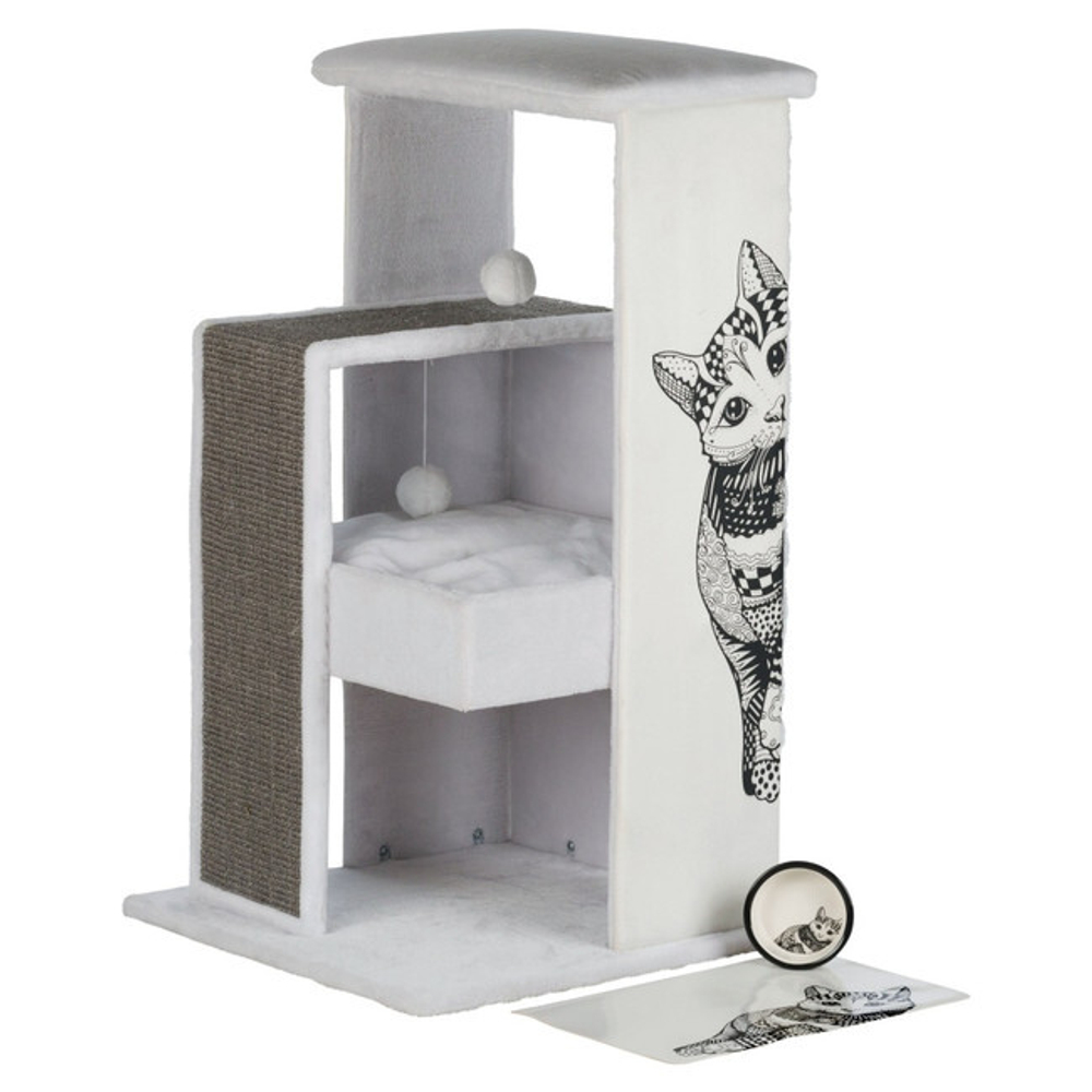 Домик-когтеточка для кошек Trixie Maria Scratching Post, размер 58х58х101см., бело-серый
