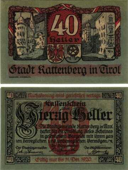 Австрия 40 геллеров 1920 Раттенберг aUNC