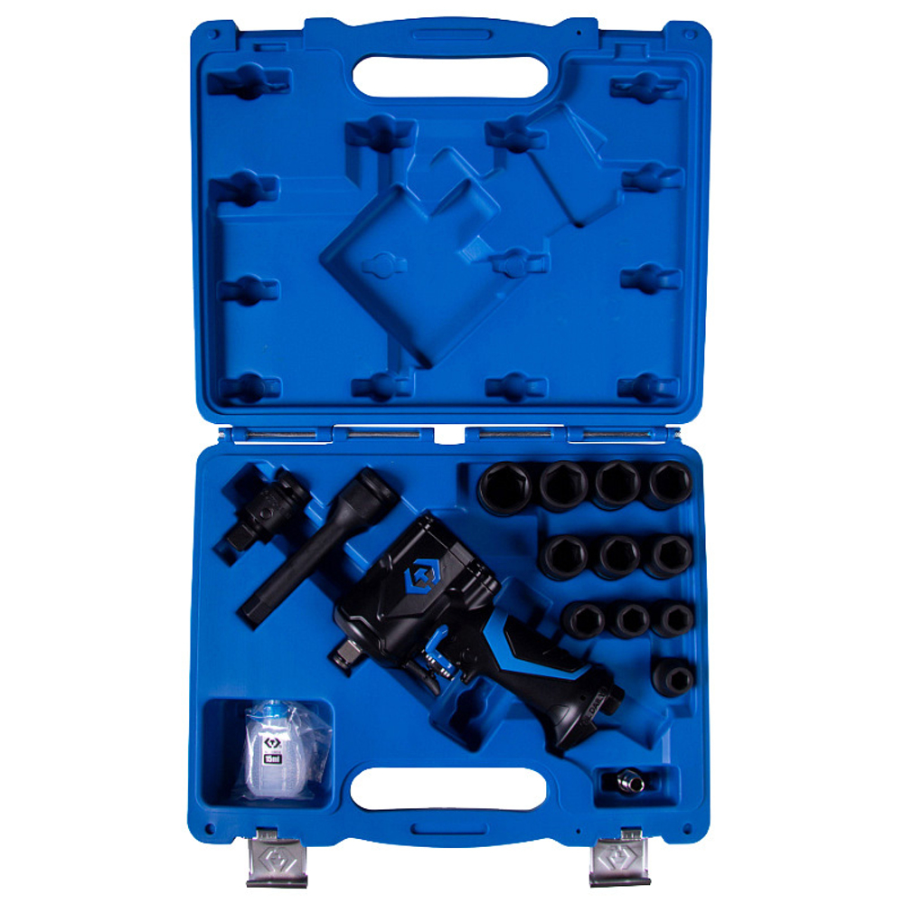 KING TONY (44802AMP) Гайковерт пневматический ударный 1/2", 678 Нм, с комплектом головок, 16 предметов