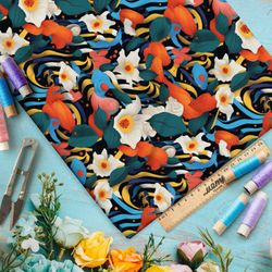 Ткань премиум таффета чудесные мелодии природы