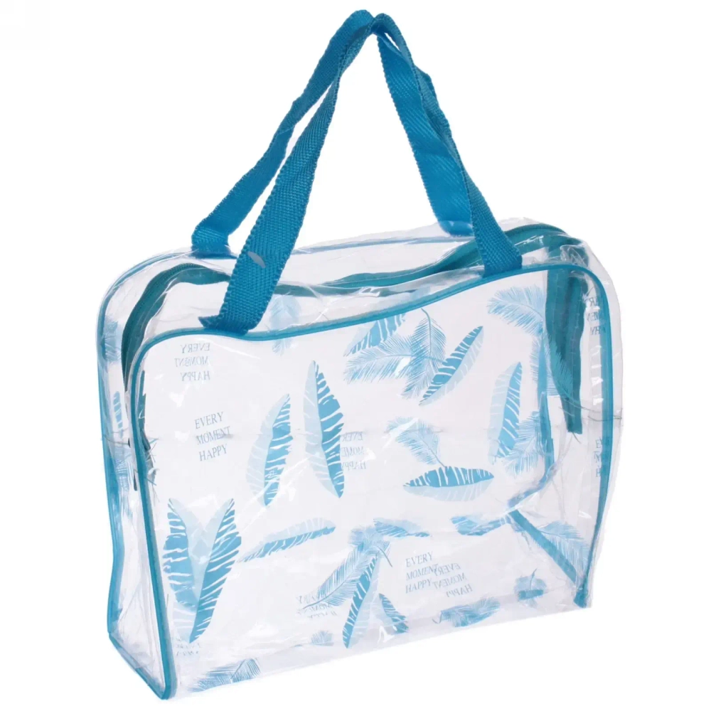 Косметичка прозрачная «Adventure - Feathers», перышки, цвет синий, 16*24*9